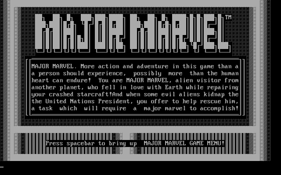 Cover image for Major Marvel DOS Game (Shareware)